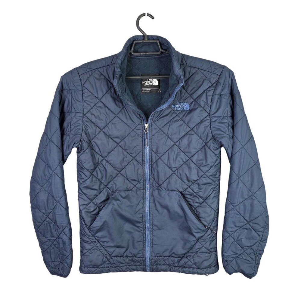 Mens North Face Quilted Blue Jacket Full Zip Lightweight Insulated Polyester S